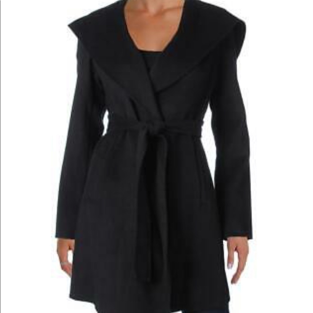 MICHAEL Michael Kors Black Hooded Wrap Coat